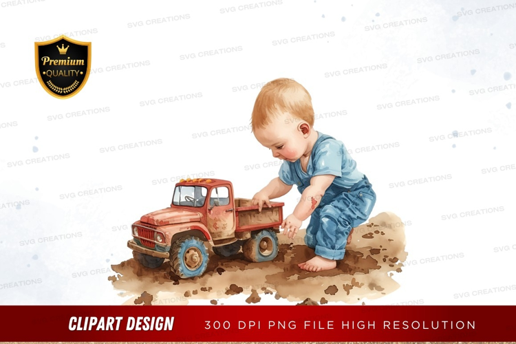Child playing with toy truck