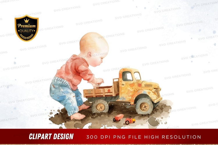 Child playing with toy truck