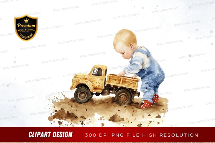 Child playing with toy truck
