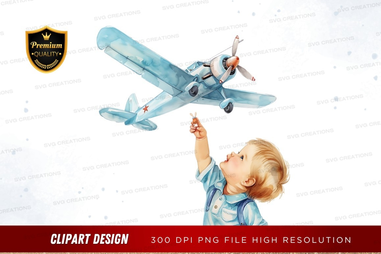 Child playing with airplane