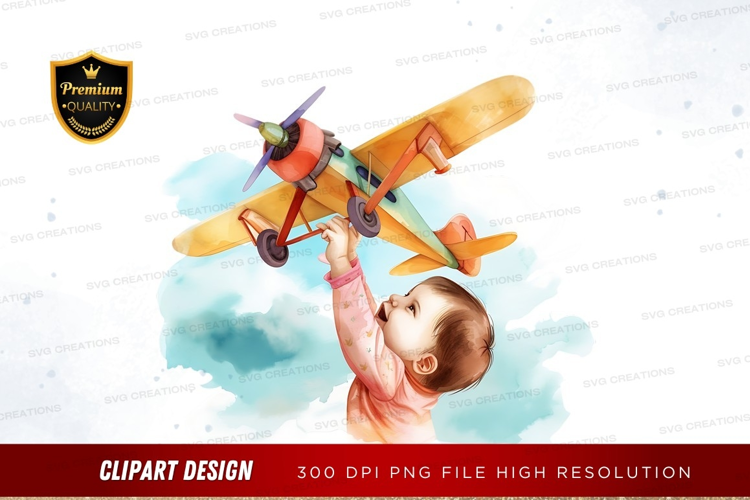 Child playing with toy airplane