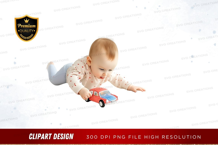 Baby playing with toy car