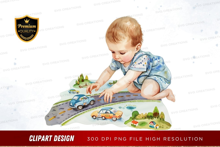 Child playing with toy cars