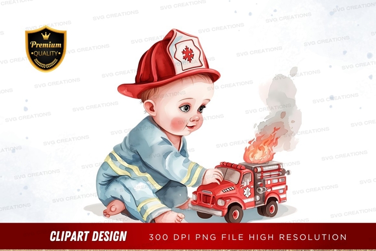 Baby firefighter clipart png