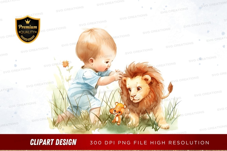 Baby and lions clipart png