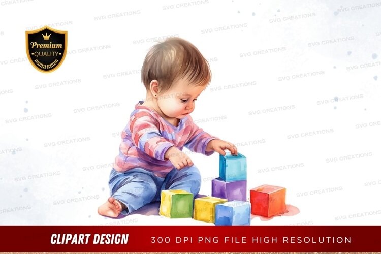 Baby playing with building blocks example image 1