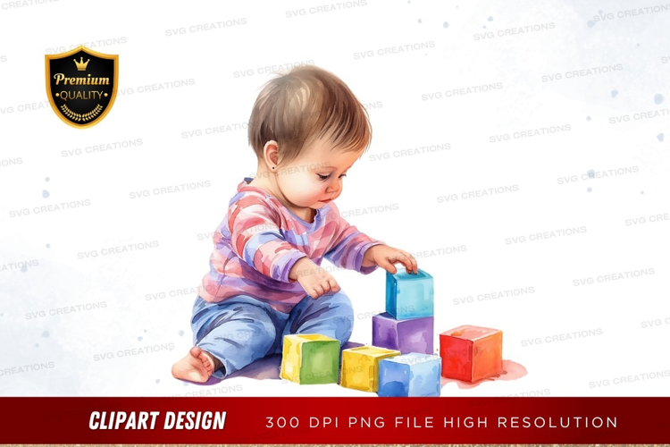 Baby playing with building blocks