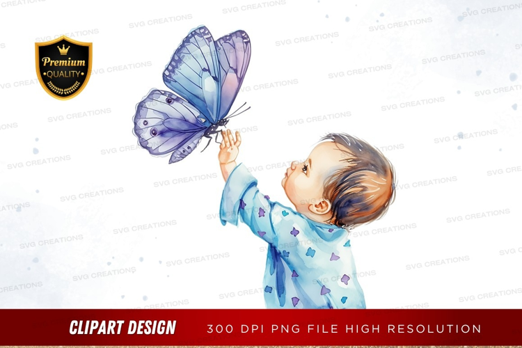 Baby and butterfly