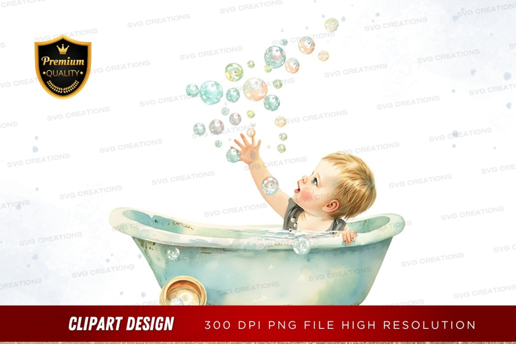 Child playing in bathtub with bubbles