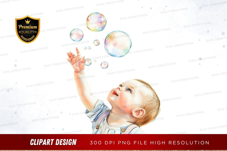 Child playing with bubbles