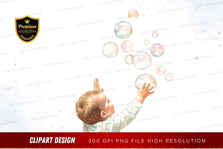 Baby playing with bubbles