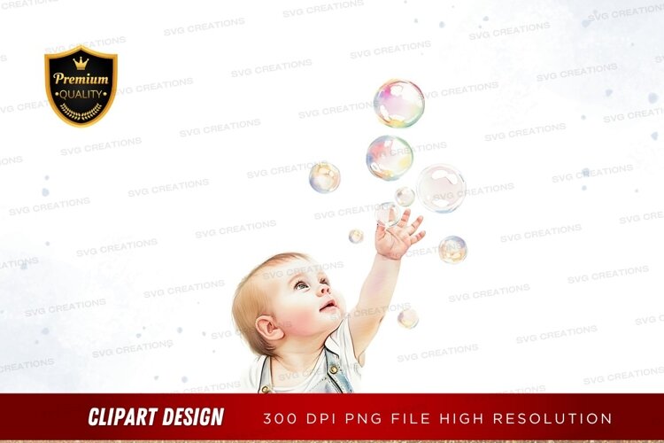 Baby playing with bubbles example image 1