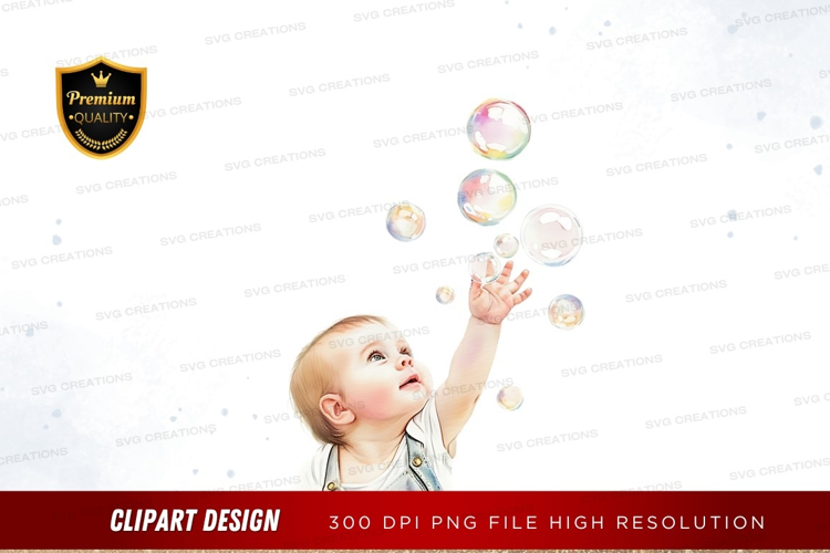 Baby playing with bubbles