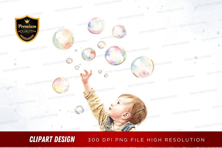 Child playing with bubbles