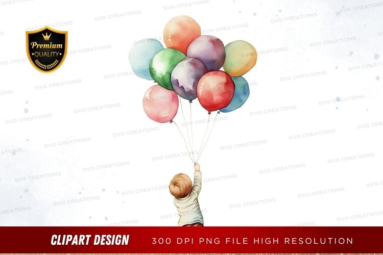Child holding colorful balloons example image 1