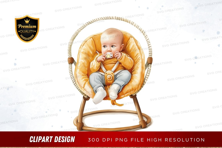 Baby in a wicker chair