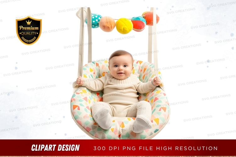 Baby in a colorful swing