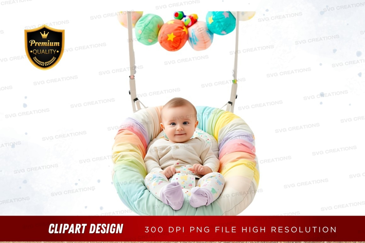 Baby in a colorful swing