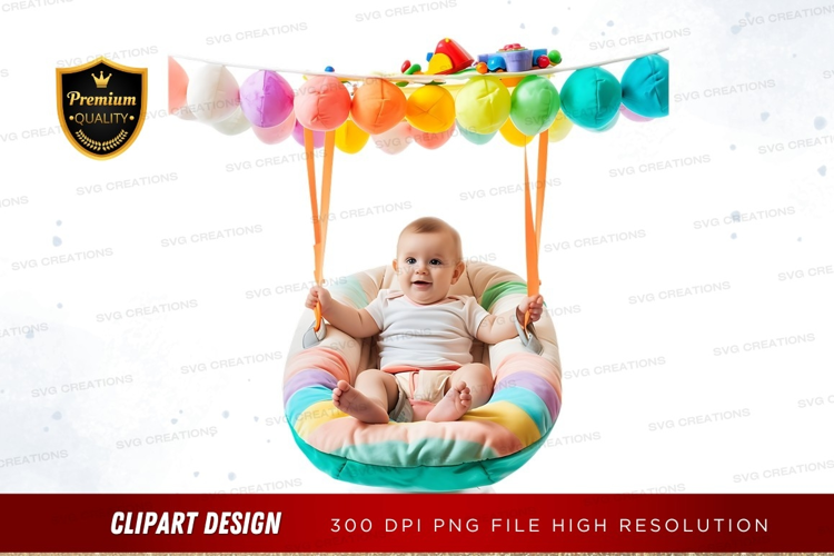 Baby in a colorful swing