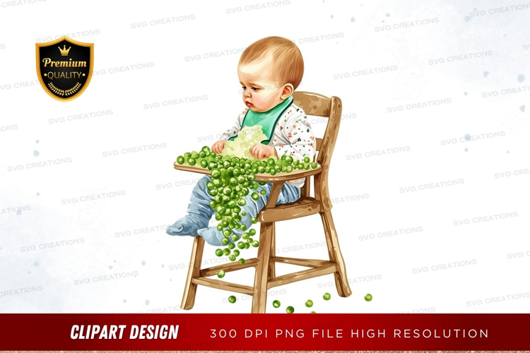 Child playing with peas