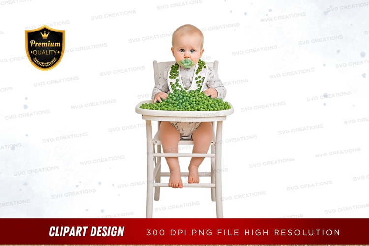 Baby eating peas