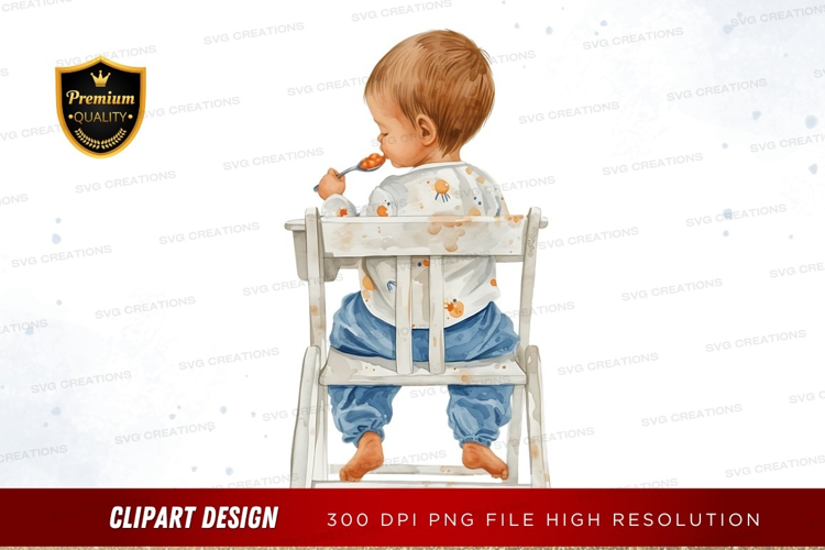 Baby eating in high chair