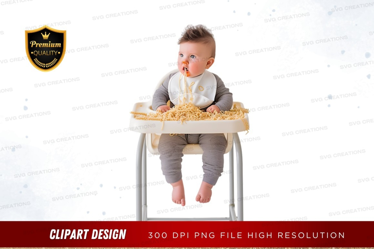 Baby eating pasta
