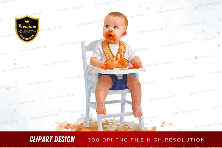 Baby eating messily