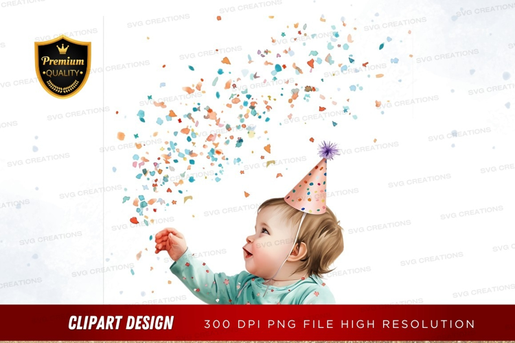 Celebrating toddler with confetti