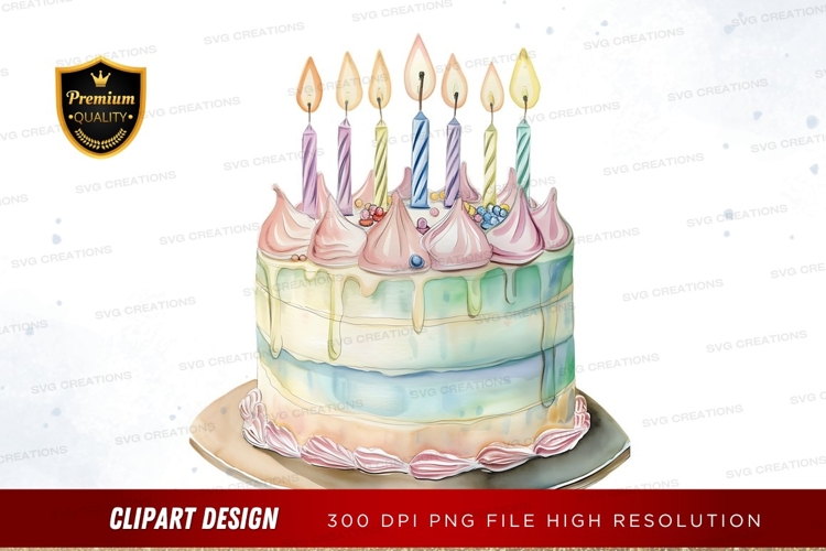Celebration birthday cake with candles