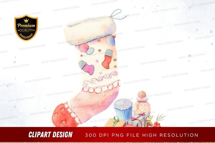 Decorative christmas stocking with gifts example image 1