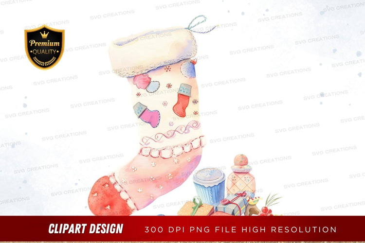 Decorative christmas stocking with gifts