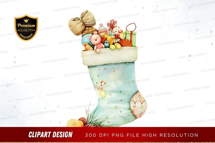 Festive christmas stocking with gifts example image 1