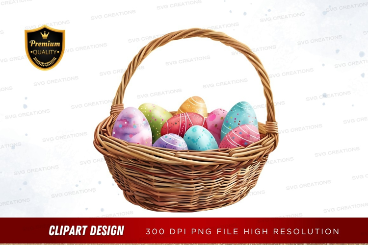 Easter basket with colorful eggs
