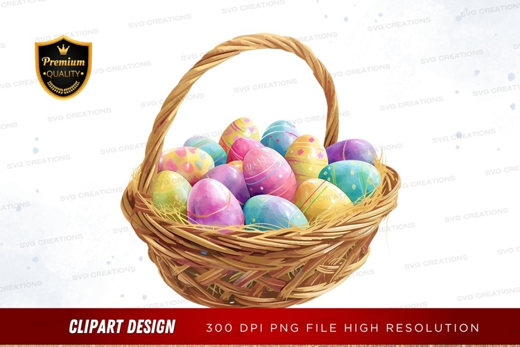 Easter basket with colorful eggs