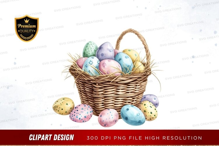 Easter basket with decorated eggs example image 1