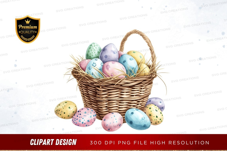 Easter basket with decorated eggs