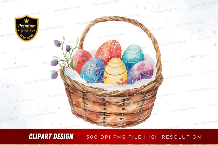 Easter basket with decorated eggs