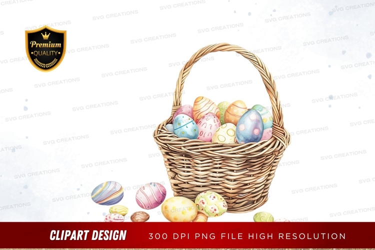 Easter basket with decorated eggs