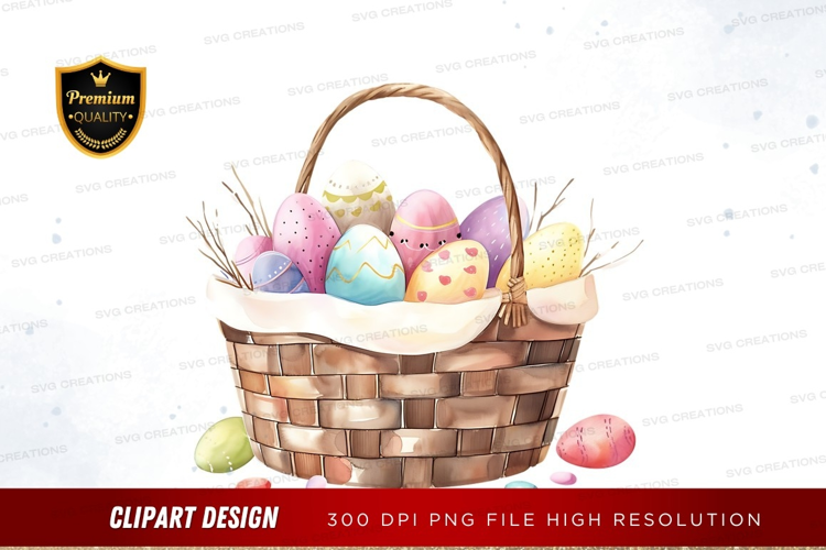 Easter basket with colorful eggs