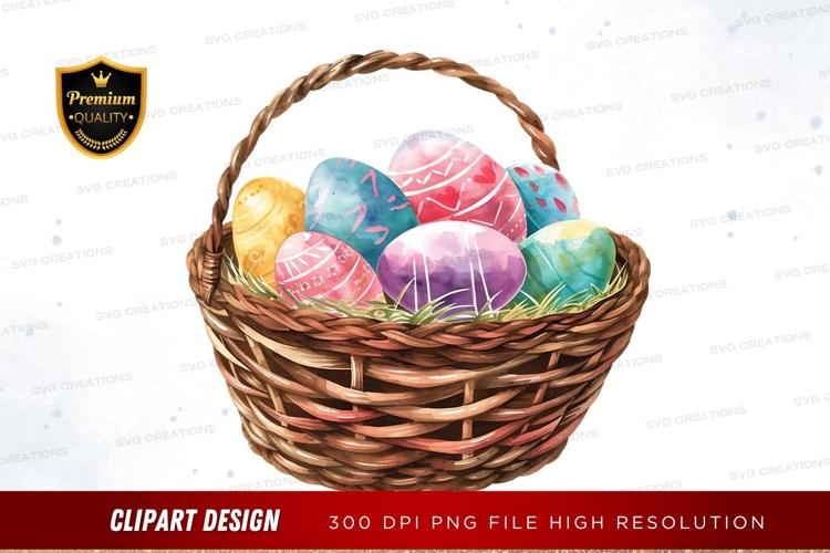 Easter basket with decorated eggs