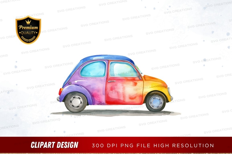 Colorful vintage car clipart png