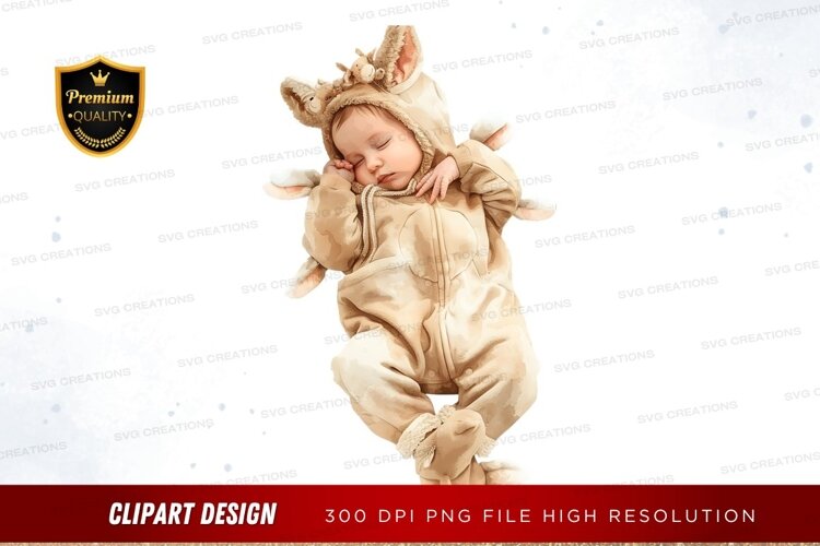 Sleeping baby in deer costume example image 1