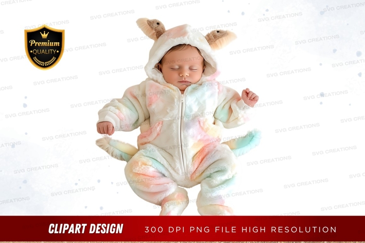 Sleeping baby in pastel unicorn onesie