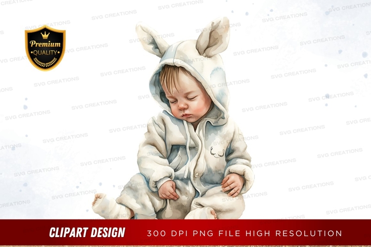 Sleeping baby in bunny onesie