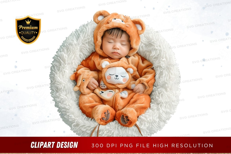 Sleeping baby in bear onesie