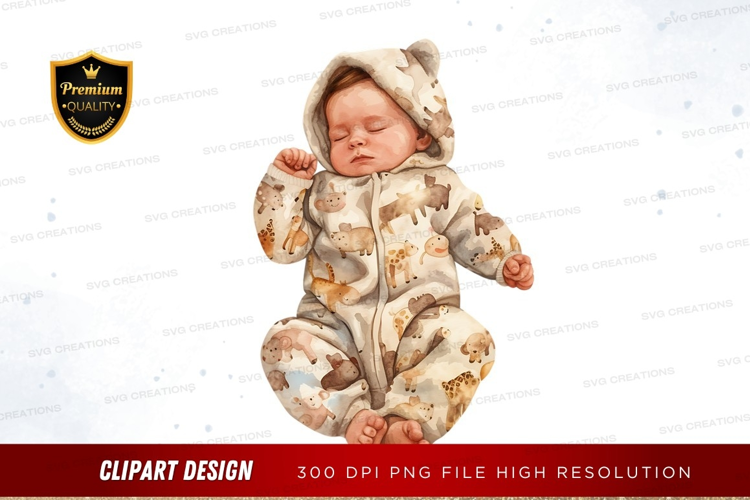 Sleeping baby in animal print onesie