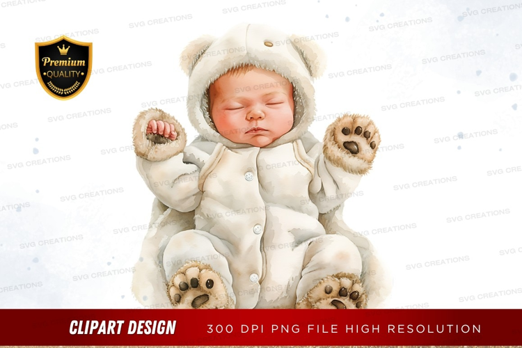Sleeping baby in bear onesie
