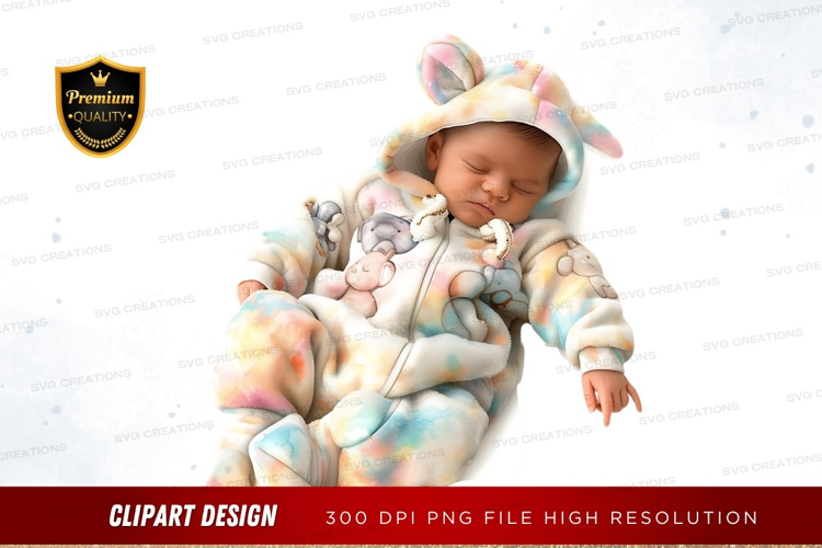 Sleeping baby in bunny suit