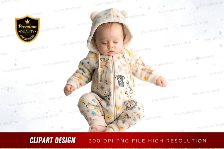 Sleeping baby in animal-print onesie
